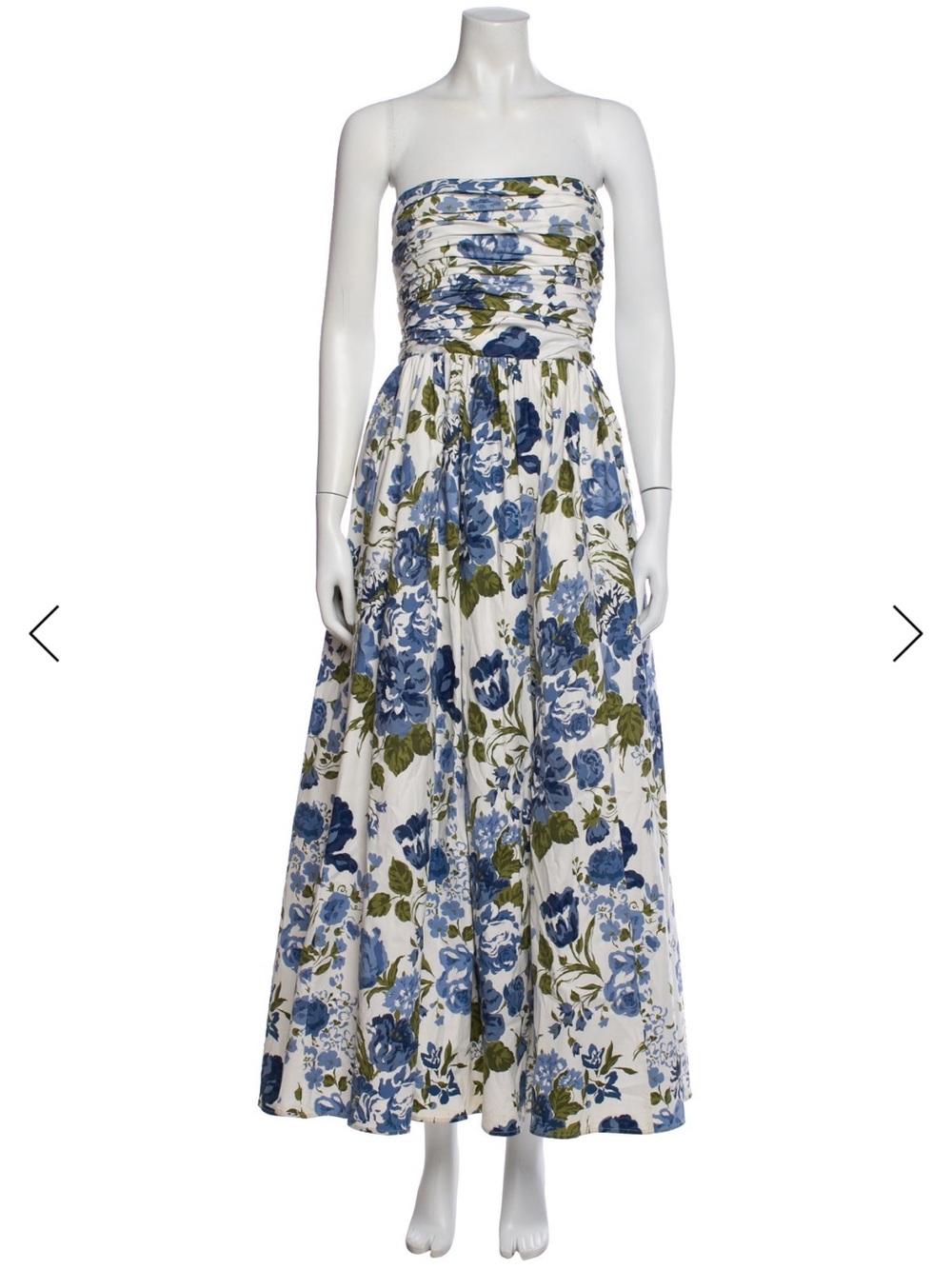 Reformation White Floral Maxi Dress with Blue and Green Print kastoria USA 6